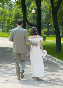 Walking Wedding Couple